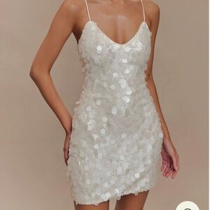 Meshki Romilly Sequin Dress in Ivory.